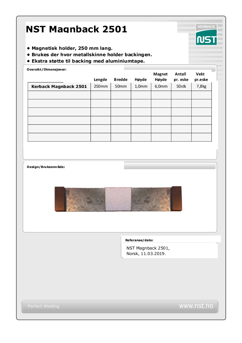 

Produktdatablad nst magnback 2501 norsk 11032019

