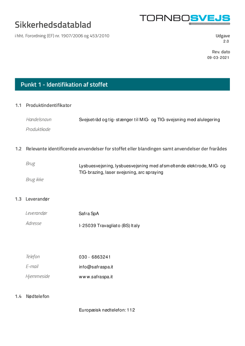 

Sikkerhedsdatablad SAFRA (DK)

