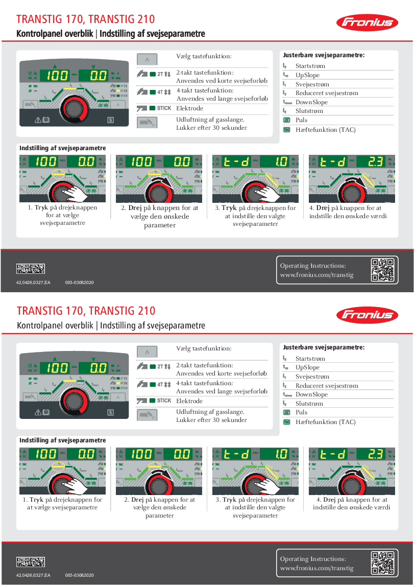 

TransTig170 210 Quick guide DK

