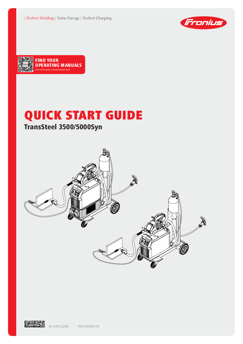 

TransSteel 3500 5000 Synergic Start Guide

