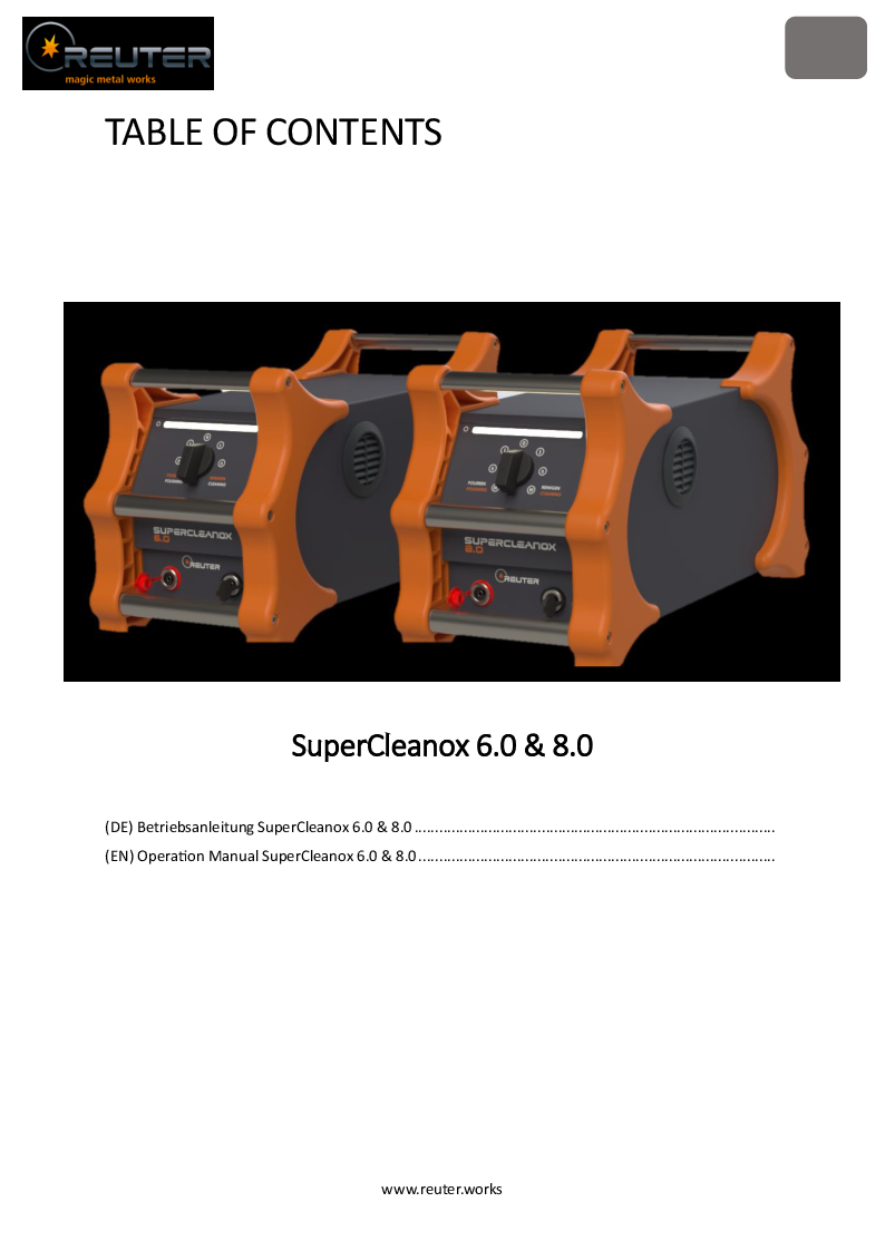 

Operating instructions SuperCleanox 6.0 and 8.0


