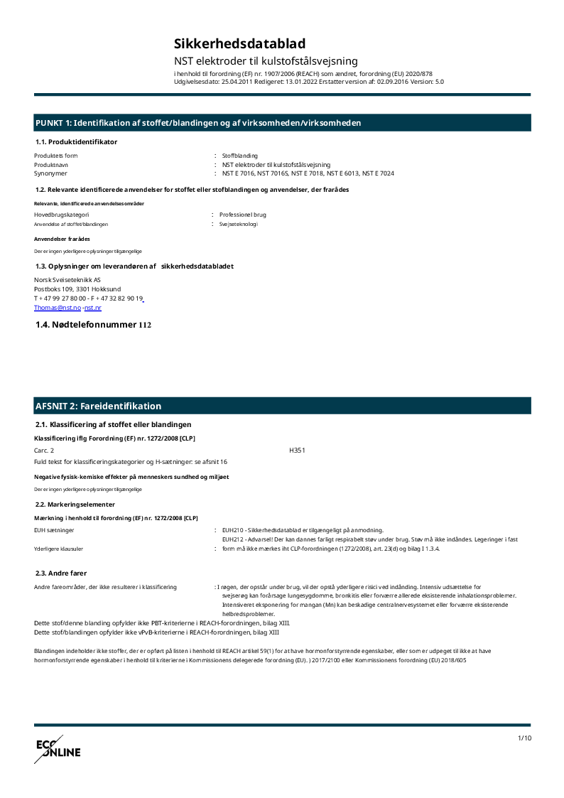 

DK NST elektroder for karbonstålsveising 2022 Version 5.0 Rev. 13.01.2022

