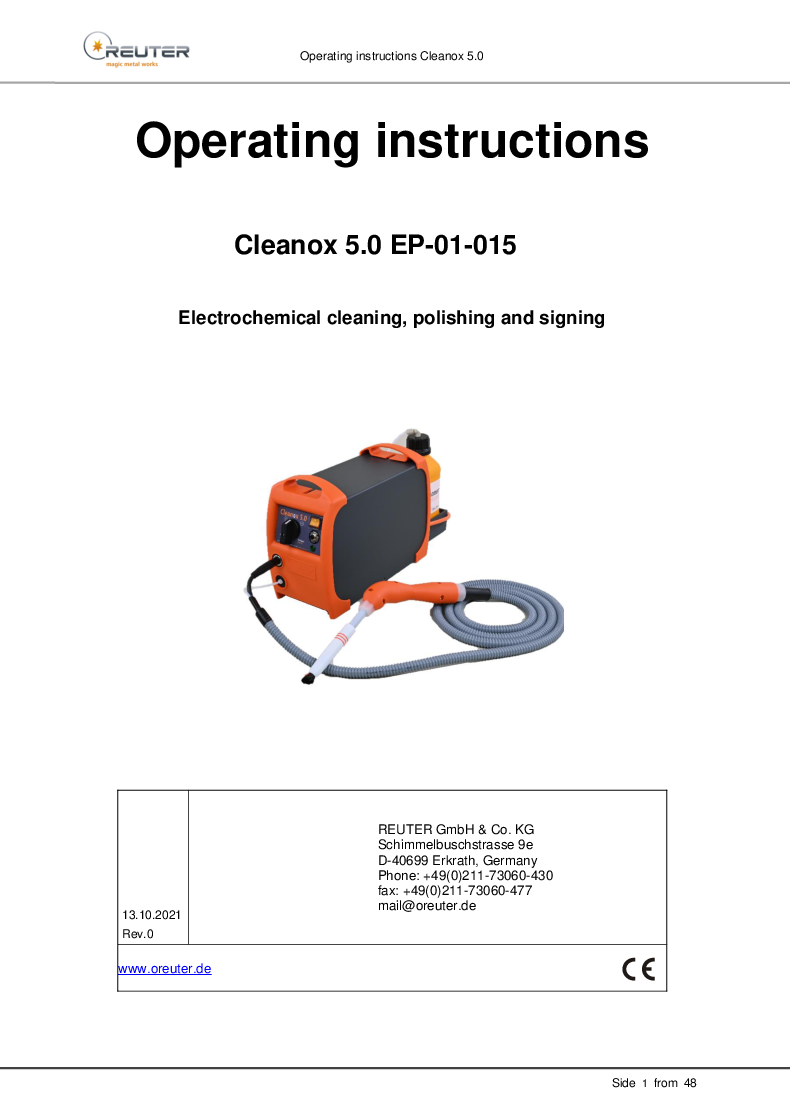 

Operating Instructions Cleanox 5.0 EN 2023

