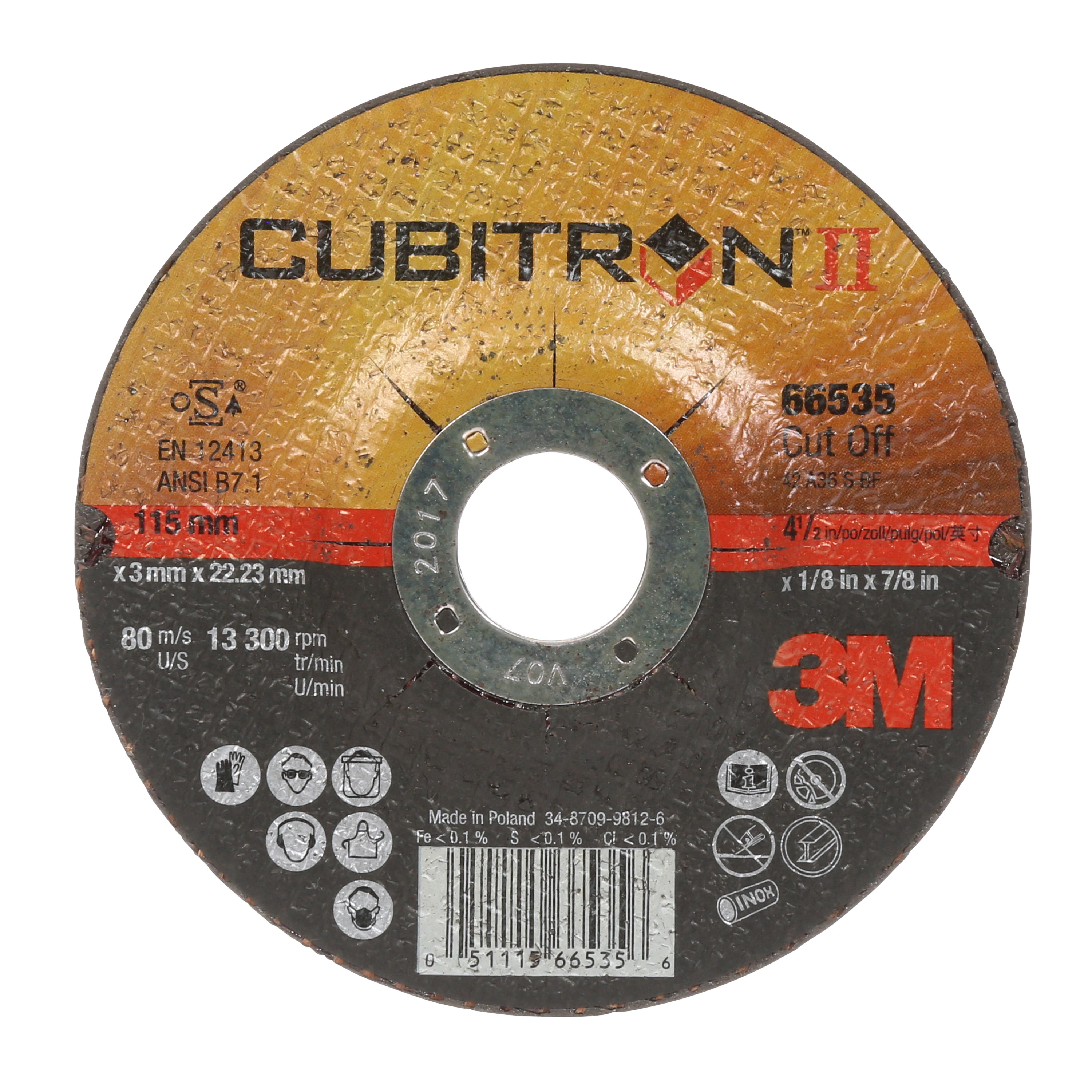 

3M™ Cubitron™ II Skæreskive, T41, 230 mm x 2 mm x 22.2 mm