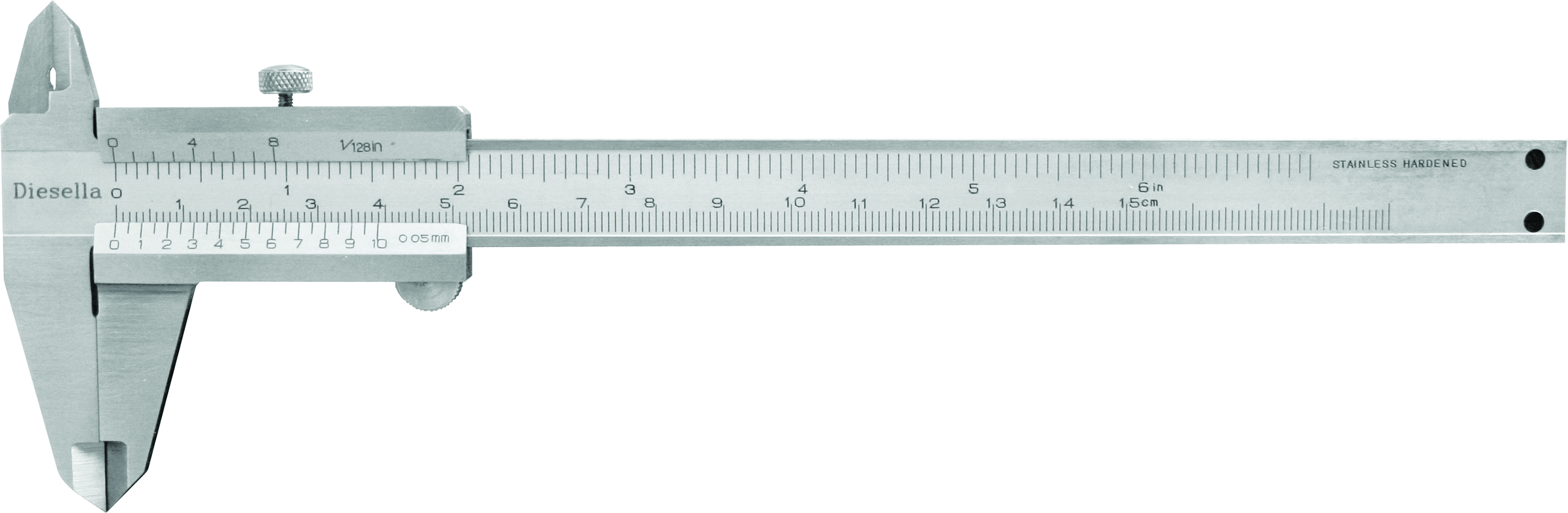 

Skydelære med skruelås 0-150x0,05 mm og 40 mm kæber