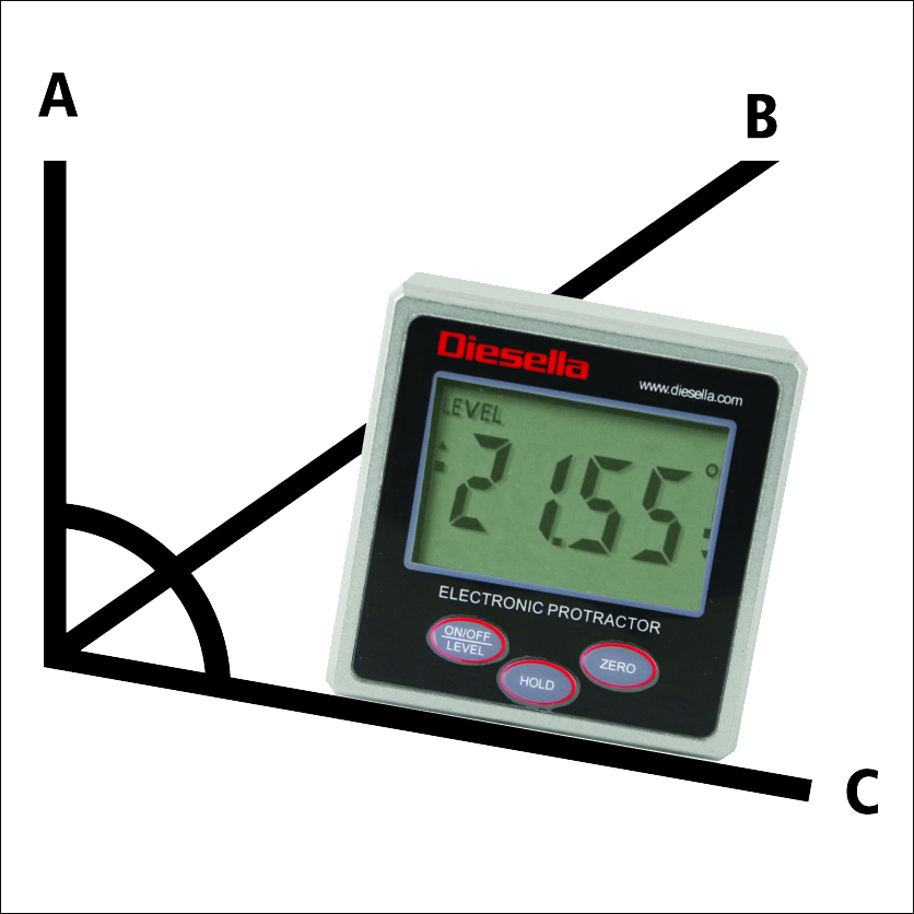 IP54 Digital vinkelmåler 4x90° 51x51x32 mm med magnet på 3 sider