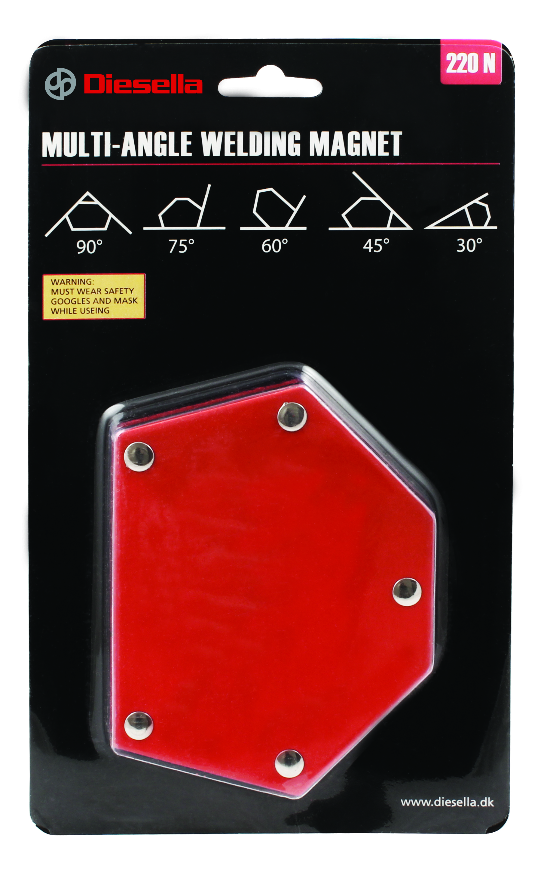 WLDPRO Multivinkel Svejsemagnet med 30°/45°/60°/75°/90° vinkler (220N)