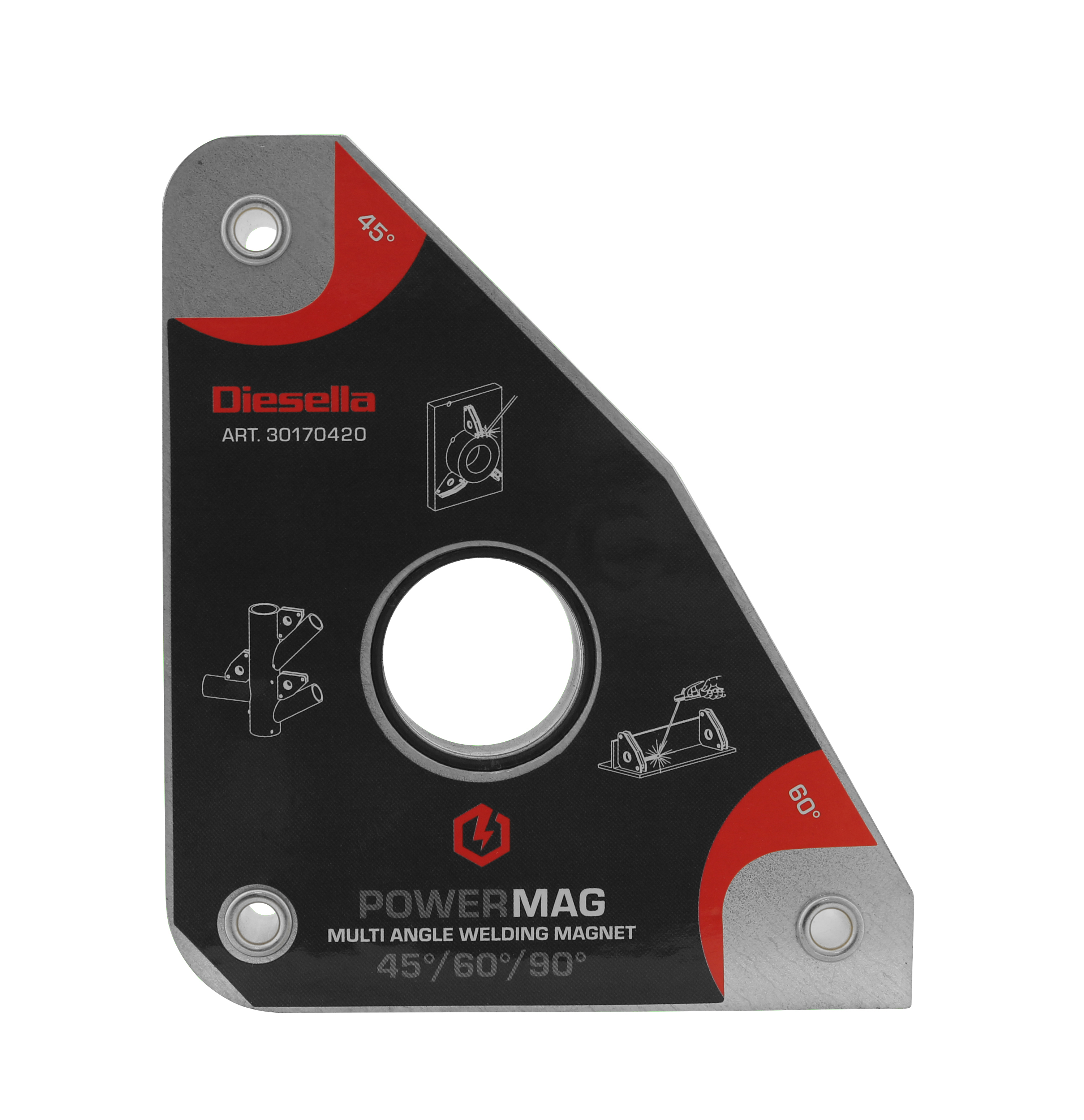 

WLDPRO Multivinkel svejsemagnet med 30°/45°/60°/90° vinkler (40kg/390N)