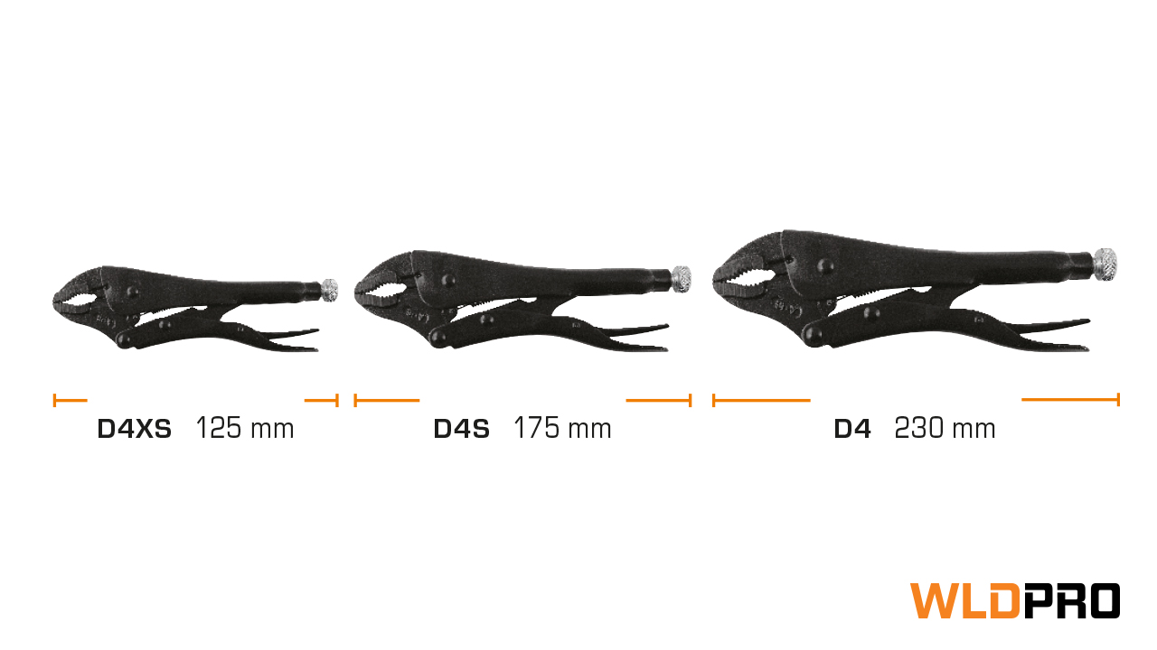 WLDPRO Svejsetang D4 med buede kæber (230 mm / 9")