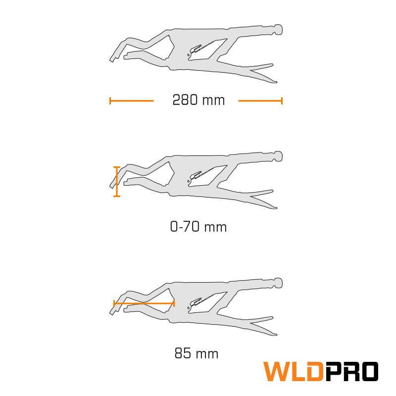 WLDPRO Svejsetang D10 rør svejsetang (280 mm / 11")