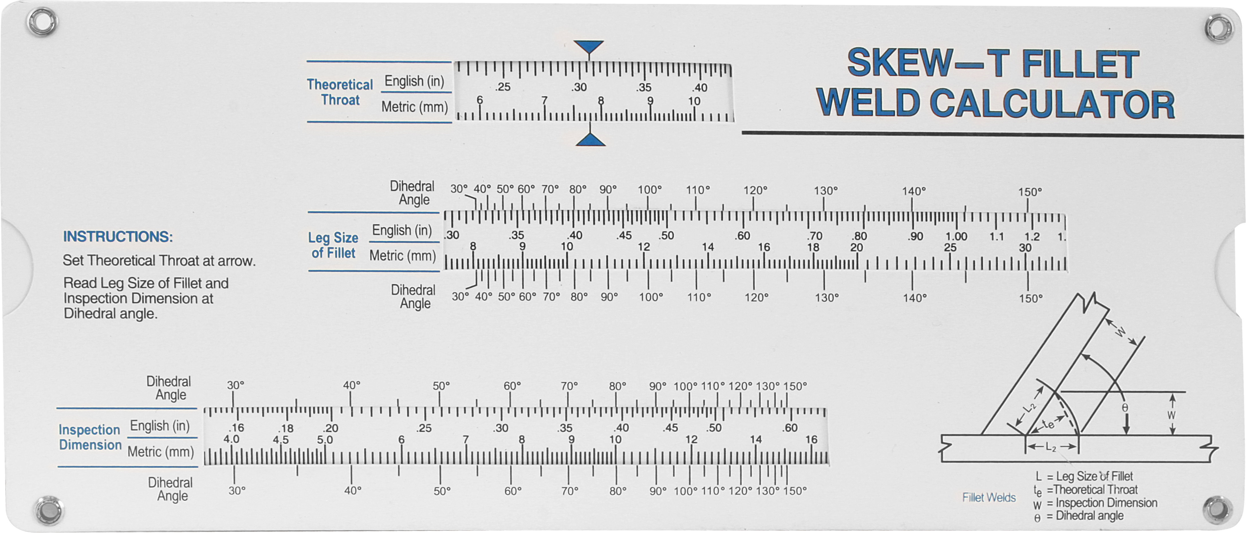 WLDPRO Svejselære Skew-T Fillet type (Model F) inkl. kalkulator