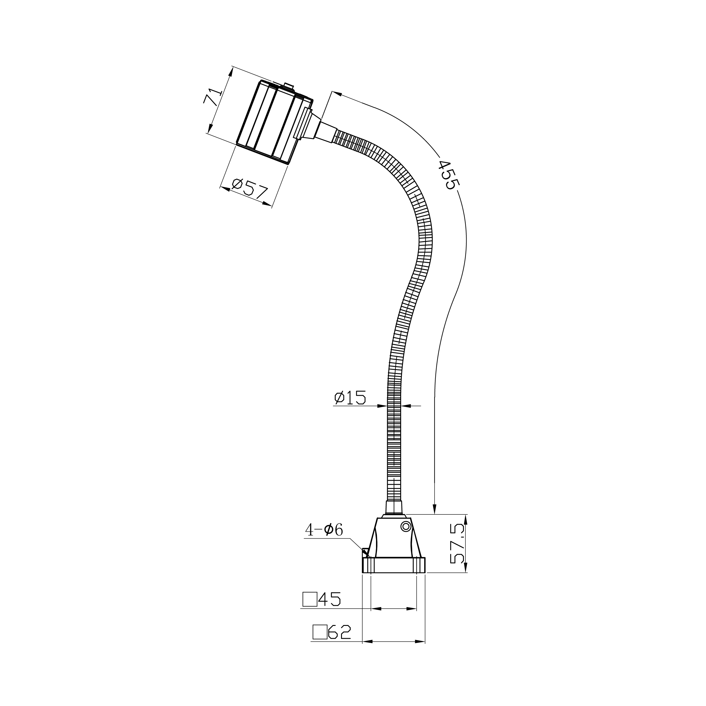 WRKPRO LED Maskinlys "ALPHA" med 455 mm svanehals AC 230V